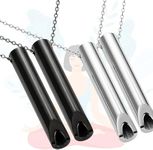 UoQo Anxiety Relief Breathing Necklace, Meditation Breathing Whistle Necklace for Stress Relief, Claming Down, Relax, Panic Attack Relief (2 Black+2 Silver)