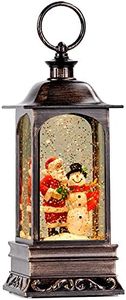 Christmas Decorations Snow Globe Lantern, Glittering Lighted Plug-in , 3 AA Battery Operated & USB Powered, Santa and Snowman