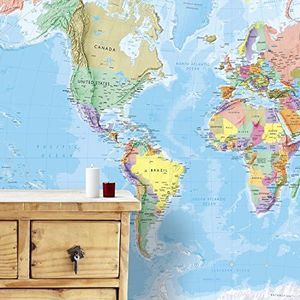 Maps International - Giant World Map Mural - Mega-Map Of The World Wallpaper - 91 x 62 - Blue Ocean