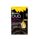 Garnier Olia Permanent Hair Dye, Ammonia-Free Hair Color, 3.0 Darkest Brown, Long-Lasting Hair Shine With 60% Oils, 1 Application