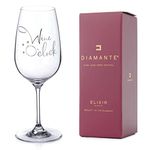 DIAMANTE Swarovski Wine O’Clock Glass – Single Crystal Wine Glass with Fun Novelty Slogan Embellished with Swarovski Crystals