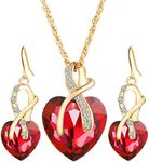 FUNOJOY Jewelry Sets for Women Valentine's Day Gifts Heart Shaped Crystal Necklace Earrings Set for Women/Wife/Mom/Wife/Daughter/Girlfriend, Crystal, Crystal