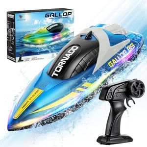 HOTUT Ferngesteuertes Boot,Speedboat,15+ km/h RC-Boot,2,4-GHz Rennboote mit LED-Leuchten,Einstellbar Speedboot 1200MAH Akku, für Erwachsene und Kinder ab 14 Jahren