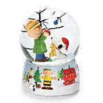 Roman Peanuts Snoopy and Charlie Brown 100mm O Christmas Tree Musical Water Globe