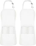 Utopia Kitchen 2 Pack Adjustable Bib Apron with 2 Pockets Waterdrop Resistant Cooking Kitchen Apron for Men, Women with Long Ties (White)