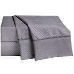 Clara Clark 1800 Collection Embossed Checkerboard Design 3-Piece Bed Sheet Set, Twin, Gray