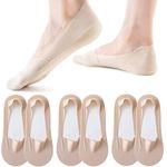 Autoor Women's No Show Socks Ultra Low Cut Liner Socks Non Slip Invisible Beige Sock for Flats High Heels 6 Pairs,Size 6-8