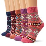 Ambielly Winter Women Socks 5 Pairs Vintage Style Knit Wool Casual Socks Thick Warm Colorful Socks (SD10004C)