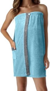 JEMIDI Sauna Frottee Kilt Sarong M-XXL Damen 100% Baumwolle Saunakilt Saunasarong Saunatuch (Damen Mint/Grau)