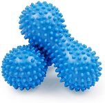 IRIS Spiky Massage Ball Roller - Perfect for Plantar Fasciitis, Trigger Point, Deep Tissue, Myofascial Release - Designed to Relieve Stress, Size: 15 cm x 7 cm (Blue, 2 Pcs)