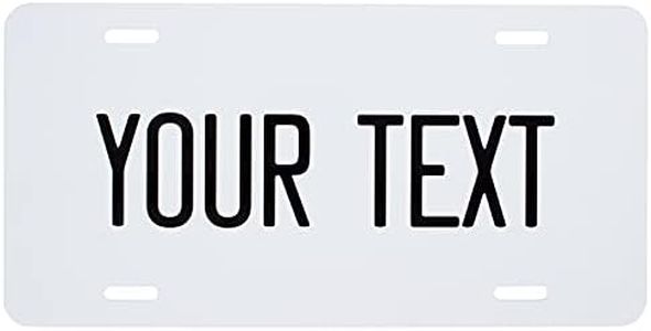 ExcelMark Custom License Plate for Front of Car – Personalized Car Tags – 6" x 12" Universal Fit (White)
