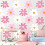 12 Sheets Daisy Wall Decals Flower Wall Stickers Large Daisy Wall Stickers Daisy Decals for Wall Peel and Stick for Nursery Bedroom Living Room Wall Decor(Classic Color)