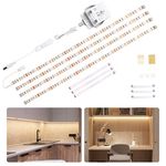 WOBANE Under Cabinet Lighting Kit,Flexible 4 * 50cm LED Strip Lights,Super Bright Under Counter Lights for Kitchen,Cupboard,Desk,Monitor Back,Shelf,DIY Tape Light,4000K Natural White,12v Adapter