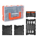 ValueMax 55 Pcs Drill and Screwdriver Bit Sets - Includes HSS Twist Drill Bits, Masonry Drill Bits, Spade Drill Bits, Cr-V Screwdriver Bits in Storage Case - for Metal, Masonry, Wood & Plastic