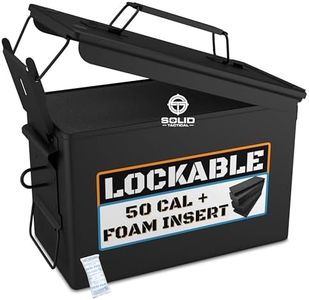Solid Tactical 50 Cal Metal Ammo Can with Foam - Black - Custom M2A1 Waterproof Ammo Storage Box
