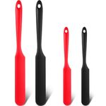 4 Pieces 13 Inch and 9.6 Inch Silicone Jar Spatulas Set Large and Medium Rubber Butter Cake Cream Spatulas Heat Resistant Non-stick Mixing Batter Scraper for Jars, Blender, Cooking Baking (Red, Black)