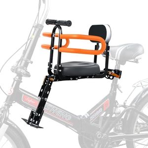 XIEEIX Front Mounted Child Bike Seats, Foldable Kids Bike Seat with Guardrail Seat Back, Adjustable Seat and Pedal Child Bike Seat, Safety Child Seat Suitable for Folding Bicycles and City Bikes, Etc