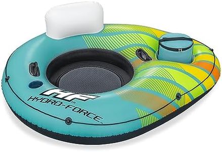 Hydro-Force 66.5" x 54" Inflatable Tube Swim Ring with Built-In Cooler & Cup Holder