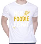 CreativiT Graphic Printed T-Shirt for Unisex Meri Foodie Kismat Tshirt | Casual Half Sleeve Round Neck T-Shirt | 100% Cotton | D00274-12_White_XXX-Large