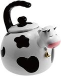 UPware Enamel on Steel Whistling Tea Kettle, Stovetop Teakettle (2.3 Quart, Cow)