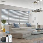 TIPIACE Hard-Wired Motorized Zebra Blinds Compatible with Alexa,Remote Control Half Blackout Thick Fabric Zebra Blinds Shades for Windows (Glacier Grey)
