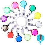 ofoen 12 Pcs Retractable Lanyard, Translucent Retractable Id Badge Holder Retractable Keyring Badge Reel Clip for Cards (Assorted Colors)