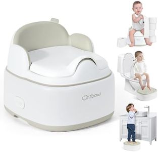 Orzbow 3-in-1 Potty Training Toilet, Detachable Baby Potty, As Toddler Toilet Seat, Chair, Step Stool for Boys & Girls 18+ Months, Potty Training Seat with Splash Guard, Lid, Easy Clean, Brown