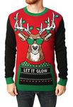 Ugly Christmas Sweater Men's Let It Glow Light-Up, Cayenne, Large