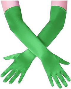 Papoopy Women Green Satin Gloves for for Wedding, Tea Party, Cosplay, Costume (Satin - Green)
