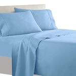 Royal Tradition Solid 550-Thread-Count, 100-Percent Cotton Twin Extra Long XL Bed Sheets Set, Blue