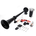 MaxLouder Air Horn, 150DB Single Trumpet Chrome Zinc, 12V Vehicle Truck Boat Van Train, Vacuum Plated Copper, Black (Automotive-air-horns)