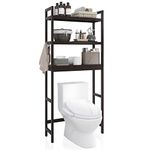 SMIBUY Bathroom Storage Shelf, Bamboo Over-The-Toilet Organizer Rack, Freestanding Toilet Space Saver with 3-Tier Adjustable Shelves (Dark Brown)