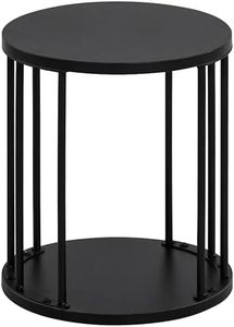 HDANI Small Round Wooden Step Stool for Kids Adults, 300lbs Load Capacity Garden Stool, Non-Slip Small Stool for Plant Stand, Kitchen, Bathroom and Bedroom, Black