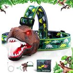 Dysaim Kids Headlamp, Dinosaur LED Rechargeable Headlamp for Kids Flashlight Outdoor Camping Essentials Gear, Dinosaur Toys Headlight for Boys Girls/Adults, Ideal Gift Toys for Birthday Rave Party