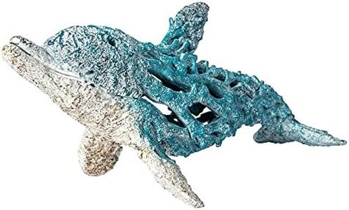 Corner Merchant Coral Reef Dolphin Sculpture – 20" Turquoise Polystone Coastal Ocean Decor | Nautical Coral Look Dolphin Figurine for Beach House, Shelf, Mantel, or Tabletop Display