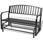 vidaXL Swing Bench - Weather-Resistant Black Steel Garden Chair, 2-Person Seating, Porch Glider with Rocking Mechanism, Load Capacity 110kg.