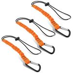 Tool Lanyard, Quick Release Shock Absorbing Safety Tool Leash Retractable Bungee Cord with Carabiner Clip and Adjustable Loop End, 15 Ib Working Limit Fall Protection Equipment