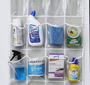 HomeRoots 2 Pack Minimalist Clear Over the Door Pantry Organizer, 20 Pockets