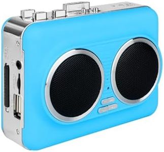 Zipteck Cassette Player Recorder, Portable Cassette to MP3 Converter with USB-C, Built-in Speaker, Audio Tape to Digital Converter, Reverse Recording for Stereo Sound （Blue）