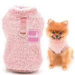 SMALLLEE_LUCKY_STORE Pet Sherpa Fleece Jumper Vest Sweaters Turtleneck Pullover with D-ring Soft Sweatshirt for Small Dogs Cat Puppy Boy Girl Yorkie Chihuahua Warm Fall Winter Clothes,Pink,S