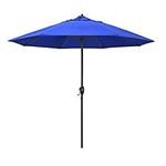 California Umbrella ATA908117-5401 9' Round Aluminum Market Umbrella, Sunbrella Pacific Blue