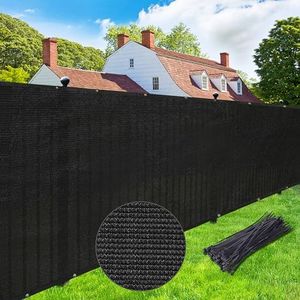 UPGRADE Privacy Screen 6' x 50' Fence Commercial Shade Cover with Brass Grommets Heavy Duty Perfect for Outdoor Back Yard, Black, Customizable