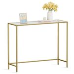 VASAGLE Entryway Table, Console Table, Tempered Glass Tabletop, Modern Sofa Table, Easy Assembly, with Adjustable Feet, for Living Room, Entryway, Pale Gold and Transparent ULGT26G