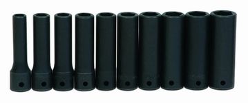 JH Williams MS-14-10HRC 10-Piece 1/2-Inch Drive Metric Deep 6 Point Impact Socket Set