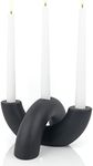 AERLO Ceramic Candle Holder Set - Decorative Candle Stick Candle Holders - Modern Decor for Dining Table, Living Room Coffee Table, or Shelf - Minimalist Candelabra for 3 Taper Candles (Black)