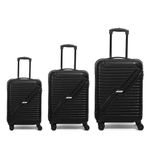 Emblem Gypsy Set of 3 (Cabin + Medium + Large) Hard Case Trolley Bag for Travel, Lock System 360 Degree 8 Wheels and Security Zipper (Black)