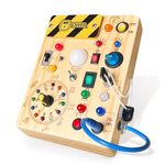 Iabedi Busy Board,Montessori Toys for 1-3 Years Old, Wooden Toddler Toys, Sensory Travel Toys, Ideal Gift for 1+ Year Old Boys (Busy Board Plus V2)