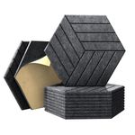 12 Pack Acoustic Foam Panels Self Adhesive, 12"×10"×0.4",Sound Proof Panels for Walls, Hexagon SoundProof Wall Panels High Density,Sound Panels for Wall Recording Home Studio (Style 1-Black)