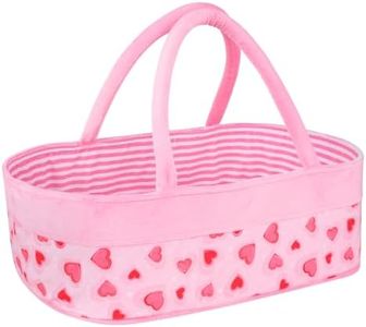 BABESIDE Reborn Baby Doll Bassinet for 17-22 inch Dolls Foldable Baby Doll Crib Bed Soft Doll Carrier Doll Accessories with Handle for Newborn Baby Dolls Girls (Pink-Love)
