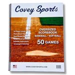 Covey Sports Oversized Baseball & Softball Scorebook - 50-game Score Keeping Capacity, 10 Innings Per Game, Big 14x11 Sheets, 15 Player Lineup, Pitch Count Tracker for The Score Keeper